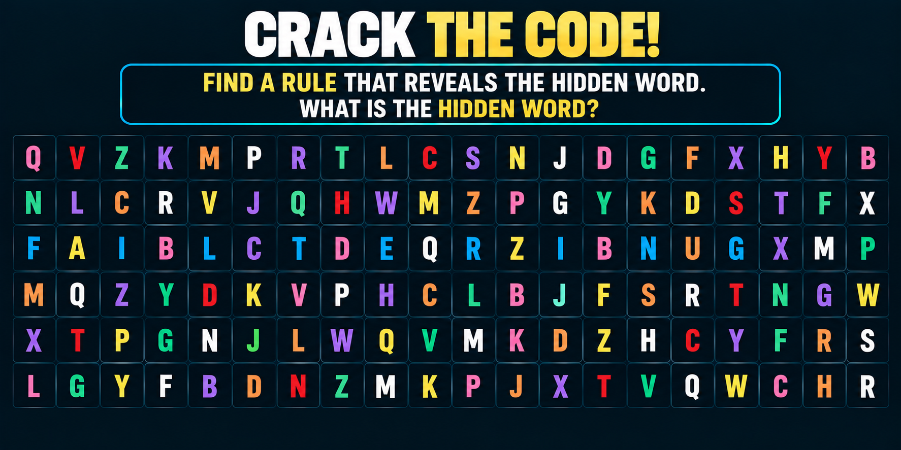 Crack the code: find a rule that reveals the hidden word. What is the hidden word?